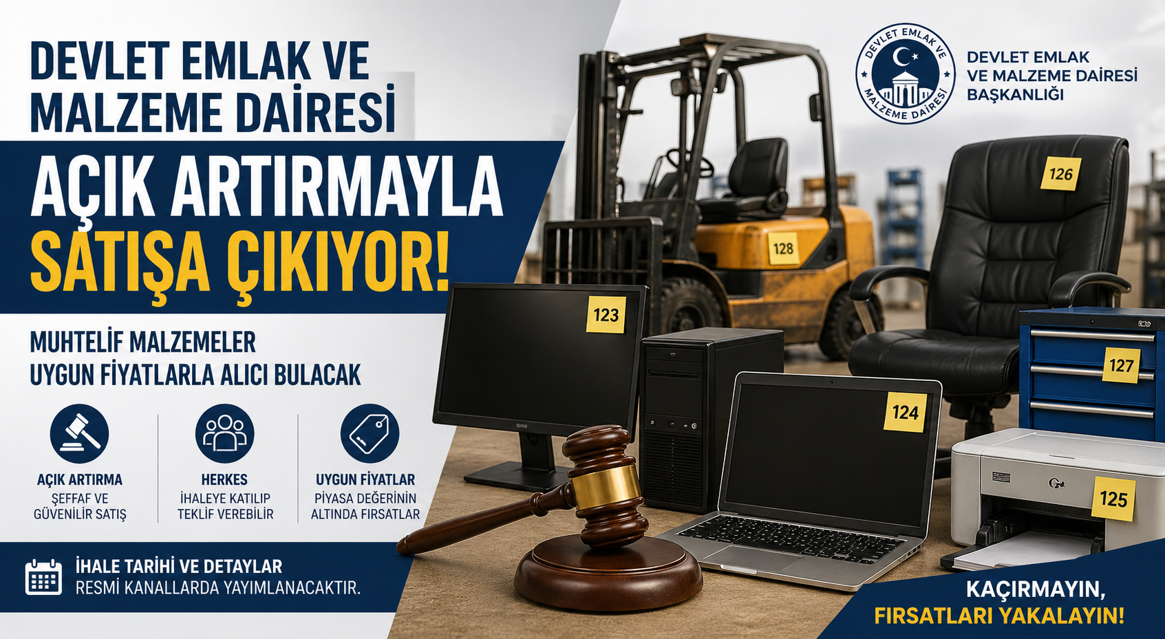 Devlet Emlak ve Malzeme Dairesi Açık Artırmayla Satışa Çıkıyor: Muhtelif Malzemeler Uygun Fiyatlarla Alıcı Bulacak
